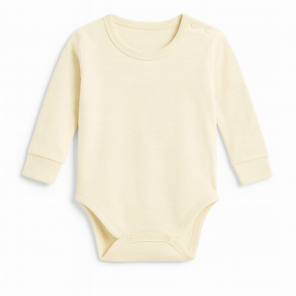 Noa Cocoon Egyptian Giza Cotton Long Sleeve Baby Vest - Natural Cream