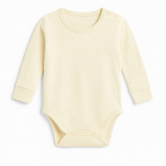Noa Cocoon Egyptian Giza Cotton Long Sleeve Baby Vest - Natural Cream
