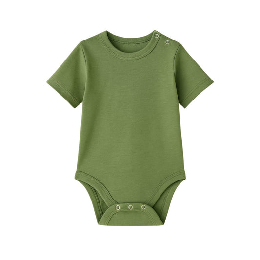 Noa cocoon Egyptian Giza Cotton Short Sleeve Baby Vest - Olive