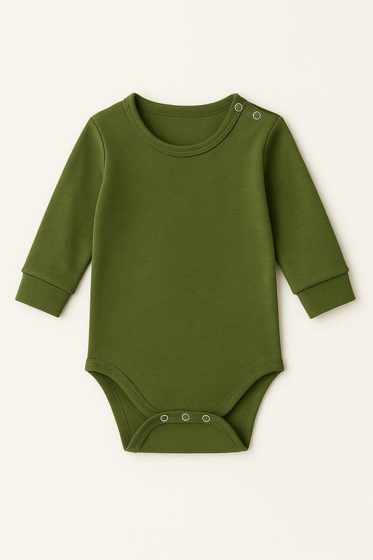 Noa Cocoon Egyptian Giza Cotton Long Sleeve Baby Vest - Olive