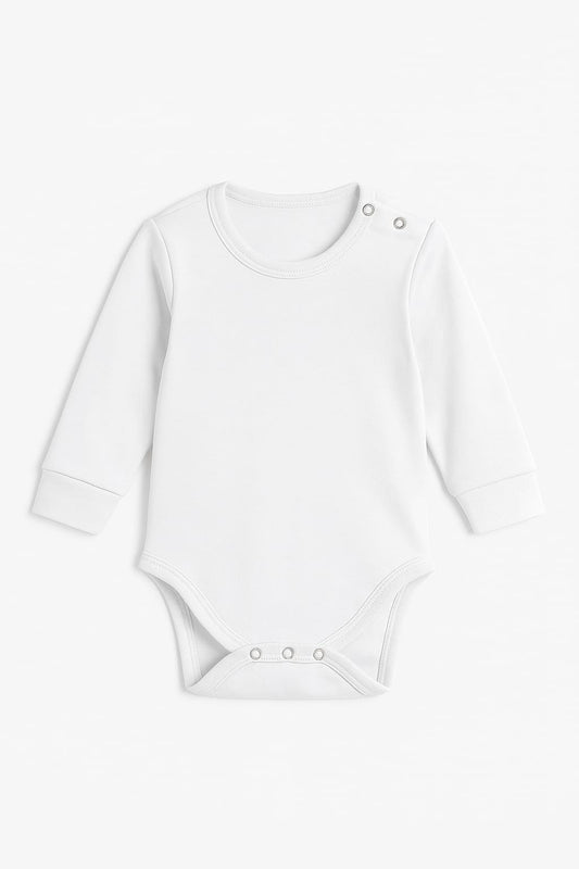 Noa Cocoon Egyptian Giza Cotton Long Sleeve Baby Vest - White
