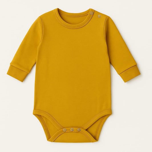 Noa cocoon Egyptian Cotton Long Sleeve Baby Vest - Golden Mustard