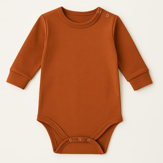 Noa cocoon Egyptian Giza Cotton Long Sleeve Baby Vest - Burnt Terracotta