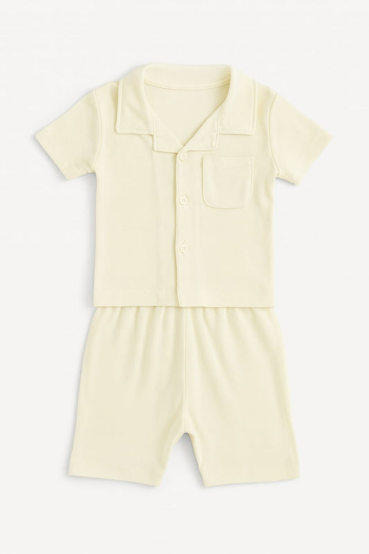 Short Sleeve Loungewear Set - Natural Cream