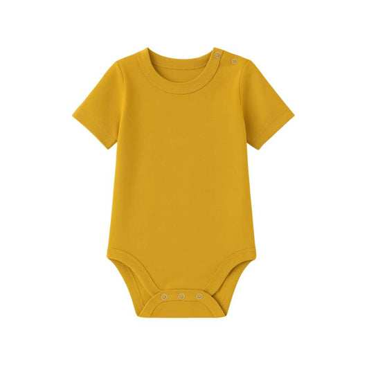Noa Cocoon Egyptian Giza Cotton Short Sleeve Baby Vest - Golden Mustard